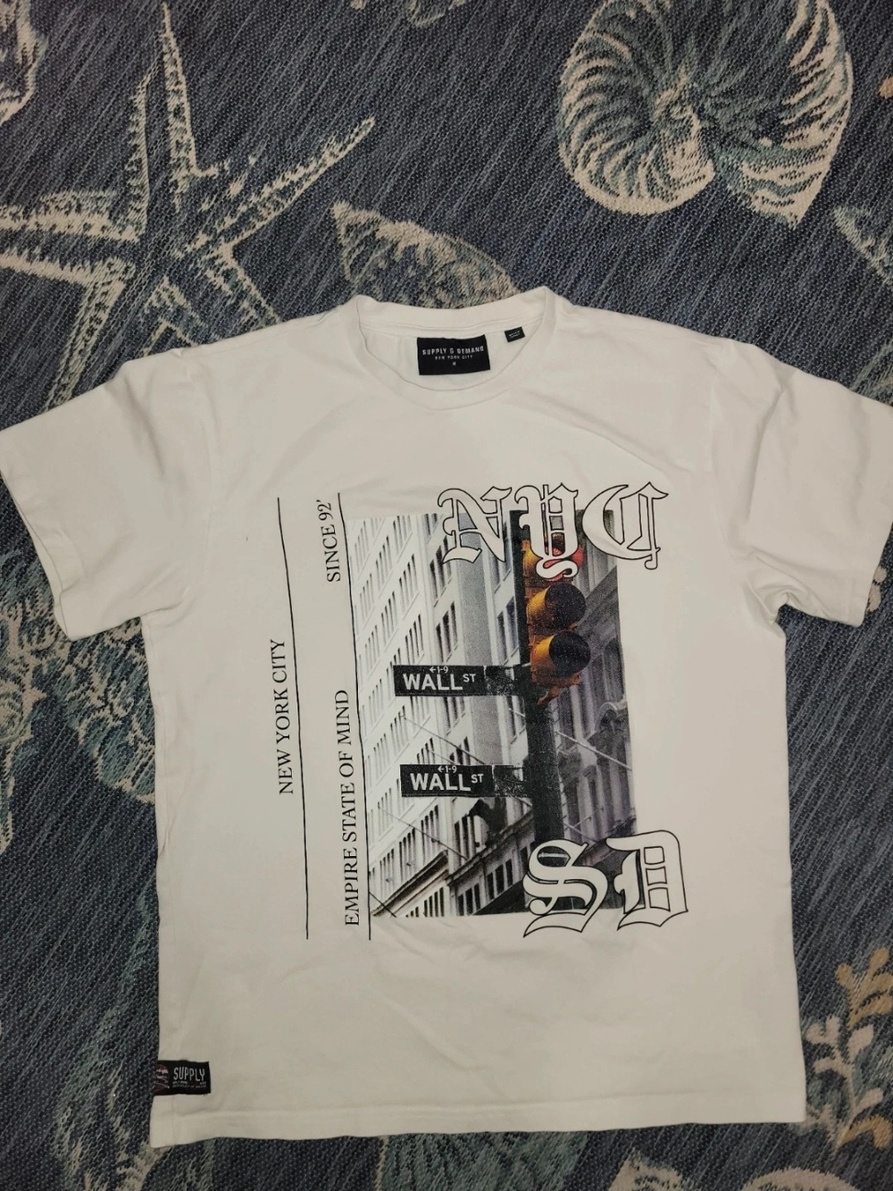 Men's White NYC Wall Street Graphic Short Sleeve Tee